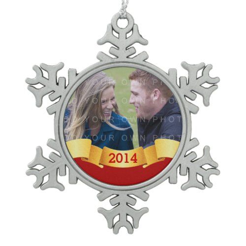 Red Holiday Banner Photo Ornament