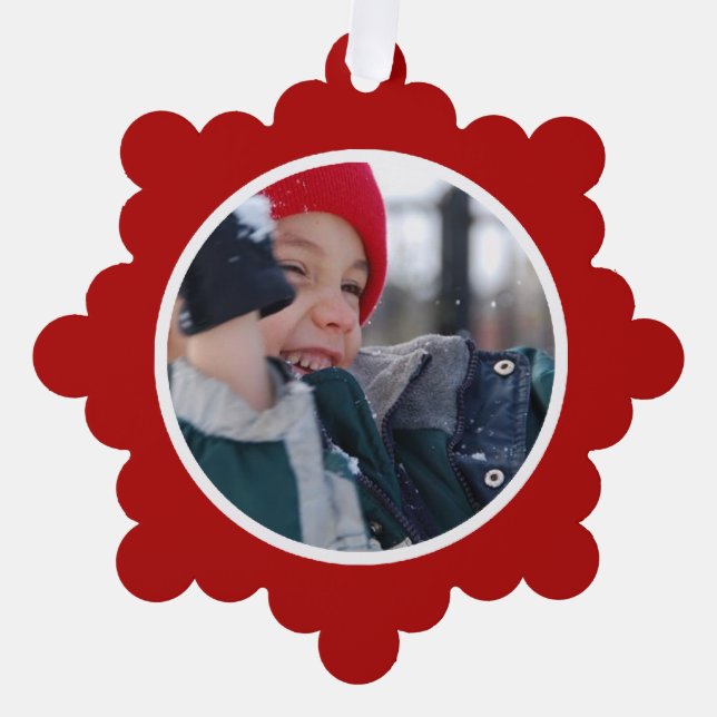 Red Holiday Border Ornament Card (Front)