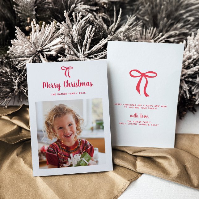  Red Holiday Bow | Merry Christmas Letterpress Photo Cards (Creator Uploaded)