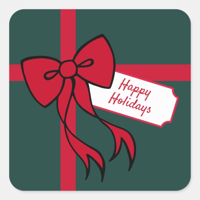 Red Holiday Bow Stickers  (Front)