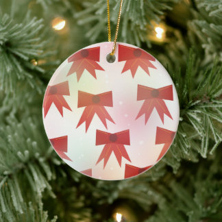 Red Holiday Bows Ceramic Ornament