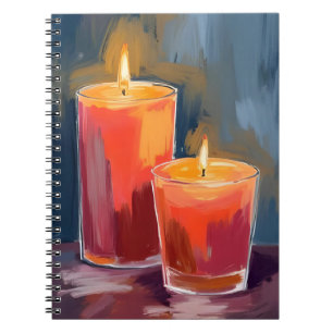 Red Holiday Candles Watercolor Holiday Notebook