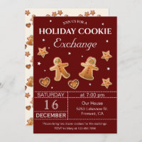 Red Holiday Christmas Cookie Exchange Party Invitation