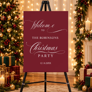 Red Holiday Christmas Party Decor Welcome Sign