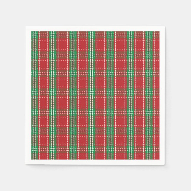 Red Holiday Christmas Plaid Rustic Country Napkins (Front)