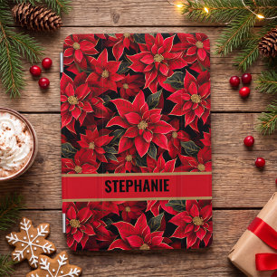 Red Holiday Christmas Poinsettia Pattern iPad Mini Cover