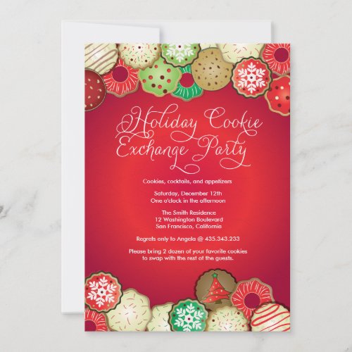Red Holiday Cookie Exchange Party Invitation