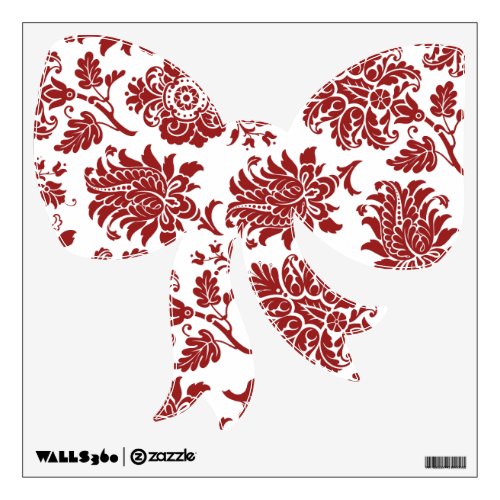 Red Holiday Damask Bow Wall Decal