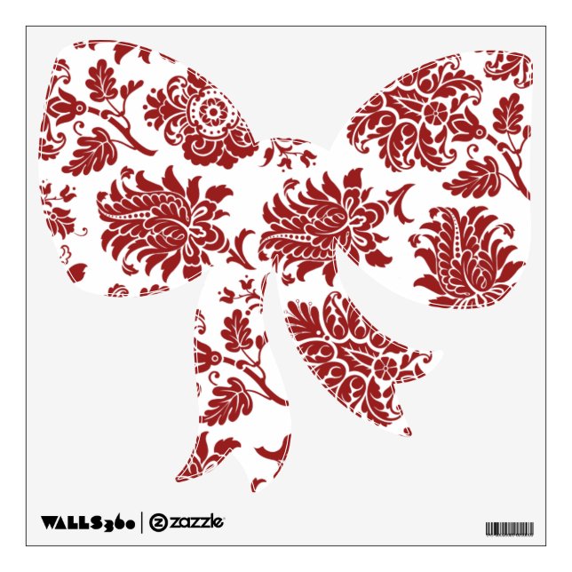 Red Holiday Damask Bow Wall Decal (Front)
