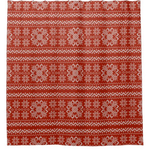 Red Holiday Embroidery Shower Curtain