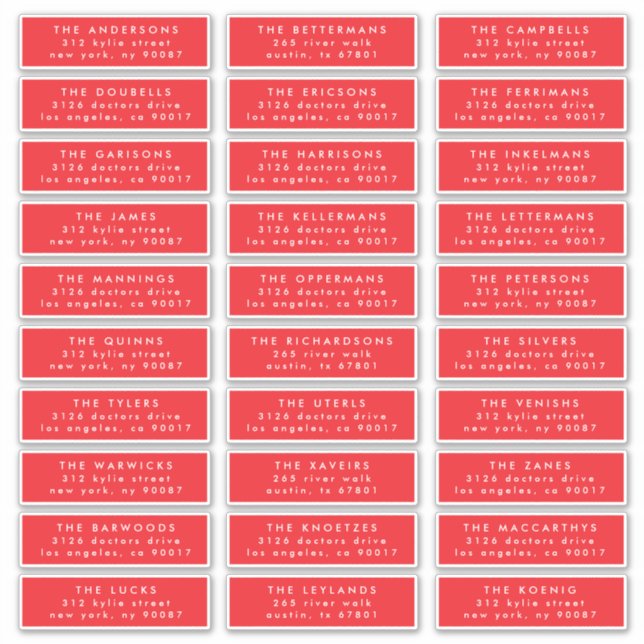 red holiday envelope guest address label (Front)