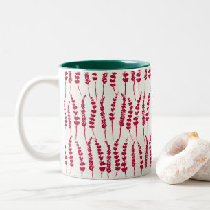 Red Holiday Fern Print Two-Tone Coffee Mug