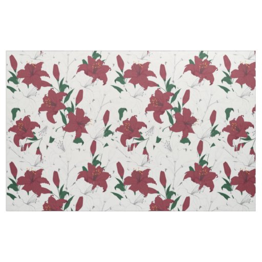 Red Holiday Floral Pattern Fabric