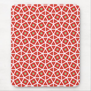 Red Holiday Geometric Star Design Mouse Pad