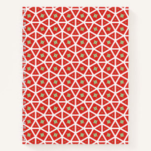 Red Holiday Geometric Star Design Notebook