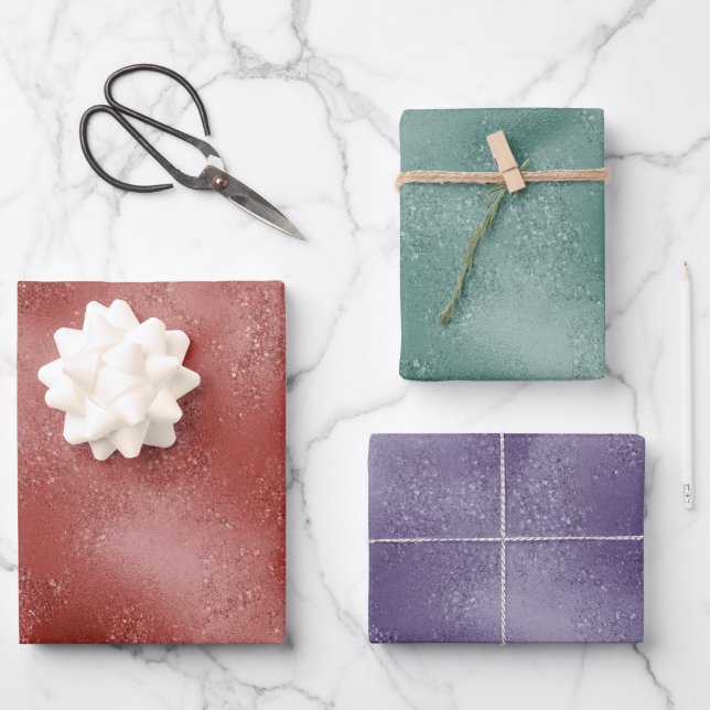 Red Holiday Glitter Wrapping Paper Sheets (Front)