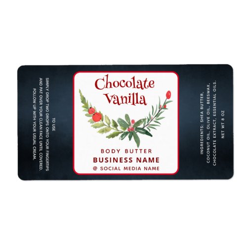 Red Holiday holly brunch typography product  Label