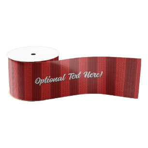 Red Holiday Knit Look Stripe - Add any text to Grosgrain Ribbon