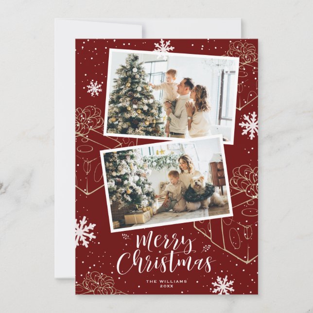 Red Holiday Merry Christmas Gifts Photo Cards (Front)