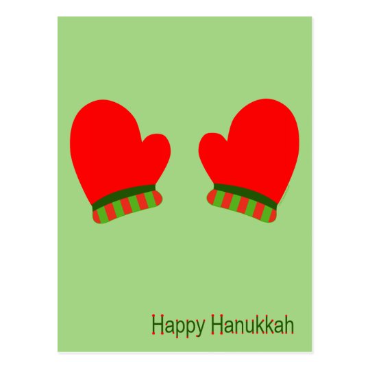 Red Holiday Mittens (Happy Hanukkah) Postcard
