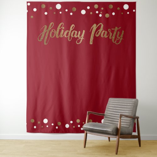 Red Holiday Party Corporate Gold backdrop