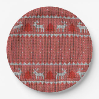 Red Holiday Party Paper Plates