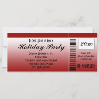 Red Holiday Party Ticket Invitation