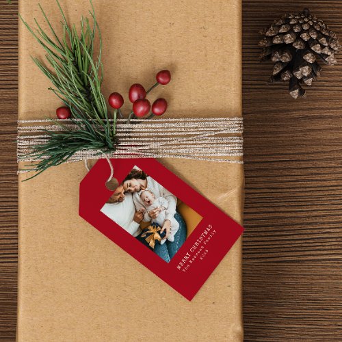 Red Holiday Photo Gift Tag