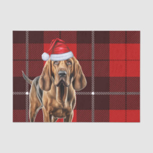 Red Holiday Plaid Christmas Bloodhound Dog Lover Tissue Paper