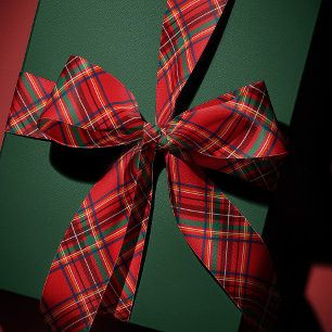 Red holiday plaid classic Christmas Satin Ribbon