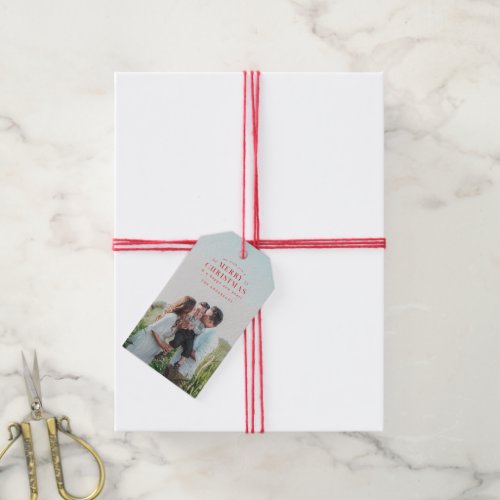 Red Holiday Plaid Photo Christmas Gift Tags