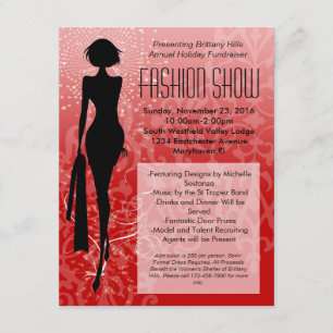Red Holiday Silhouette Fashion Show Invitations
