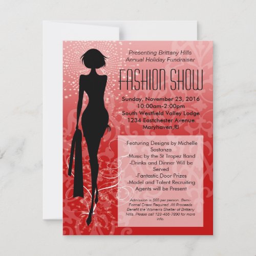 Red Holiday Silhouette Fashion Show Invitations