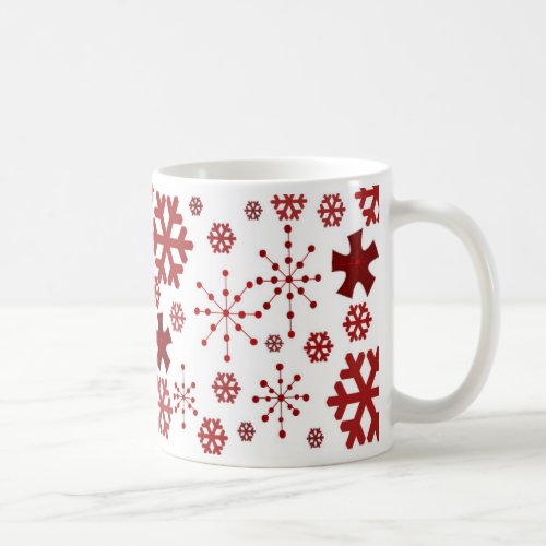 Red Holiday Snowflake Design Coffee Mug