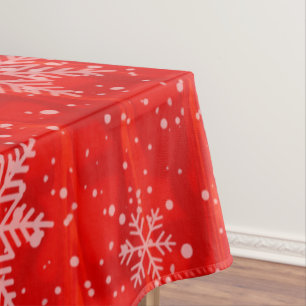 Red Holiday Snowflake Tablecloth
