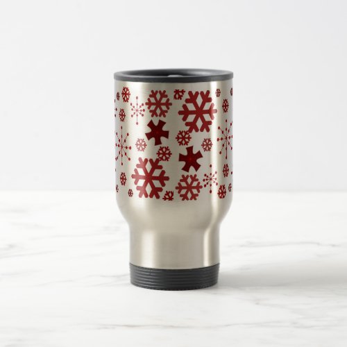 Red Holiday Snowflakes Travel Mug