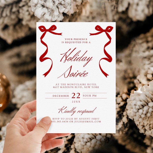 Red Holiday Soirée Hand Drawn Whimsical Bows (Creator Uploaded)