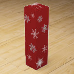 Red Holiday Wine Box<br><div class="desc">Sparkly white snowflakes on a deep red background decorates this box, giving it a festive holiday look.</div>