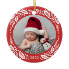 Red Holly 2 Photo with Year Christmas