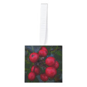 Red Holly Berries Christmas Season Cube Ornament (Front)