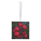 Red Holly Berries Christmas Season Cube Ornament (Right)