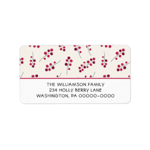 Red Holly Berries Return Address Labels 