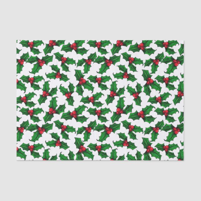 Red Holly Berries Tissue Paper (Front)