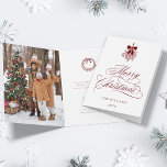 Red Holly Berry Bouquet Romantic Christmas Photo Holiday Card<br><div class="desc">This Christmas photo folded card features elegant and romantic swirly calligraphy lettering with a winter holly berry bouquet and a photo inside. For more advanced customization of this design,  please click the BLUE DESIGN TOOL BUTTON above!</div>