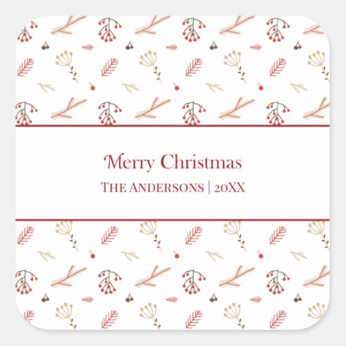 Red Holly Berry Merry Christmas Gift Stickers