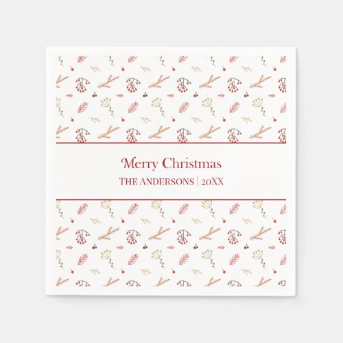 Red Holly Berry Merry Christmas Napkins