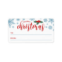 Red Holly Blue Snowflakes Merry Christmas To From