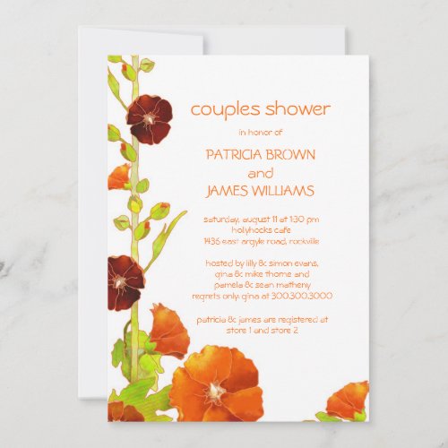Cute Red + White Floral Couples Shower Invitations