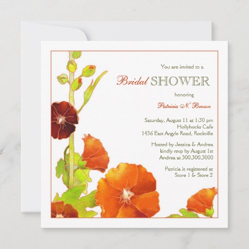 Red + White Chic Floral Bridal Shower Invitations