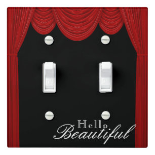 Red HOLLYWOOD Curtains Elegant Glam Personalized Light Switch Cover